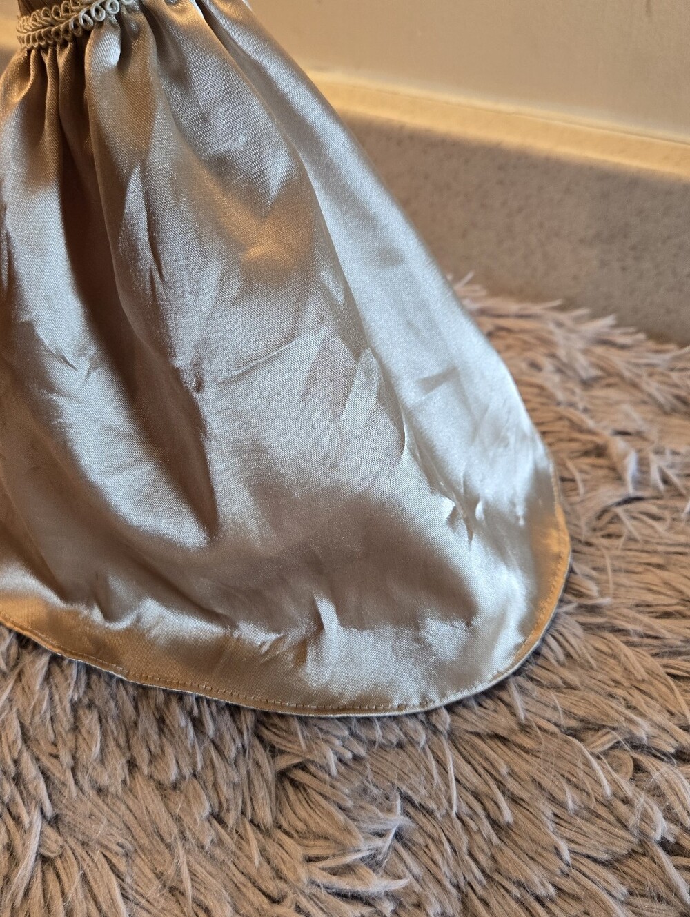 Vintage Look Mannequin Dress Jewelry Stand with Champagne Satin Gown - Picture 6 of 14